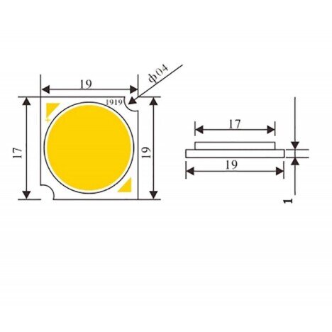 LED COB 19MM , PUTERE 20W